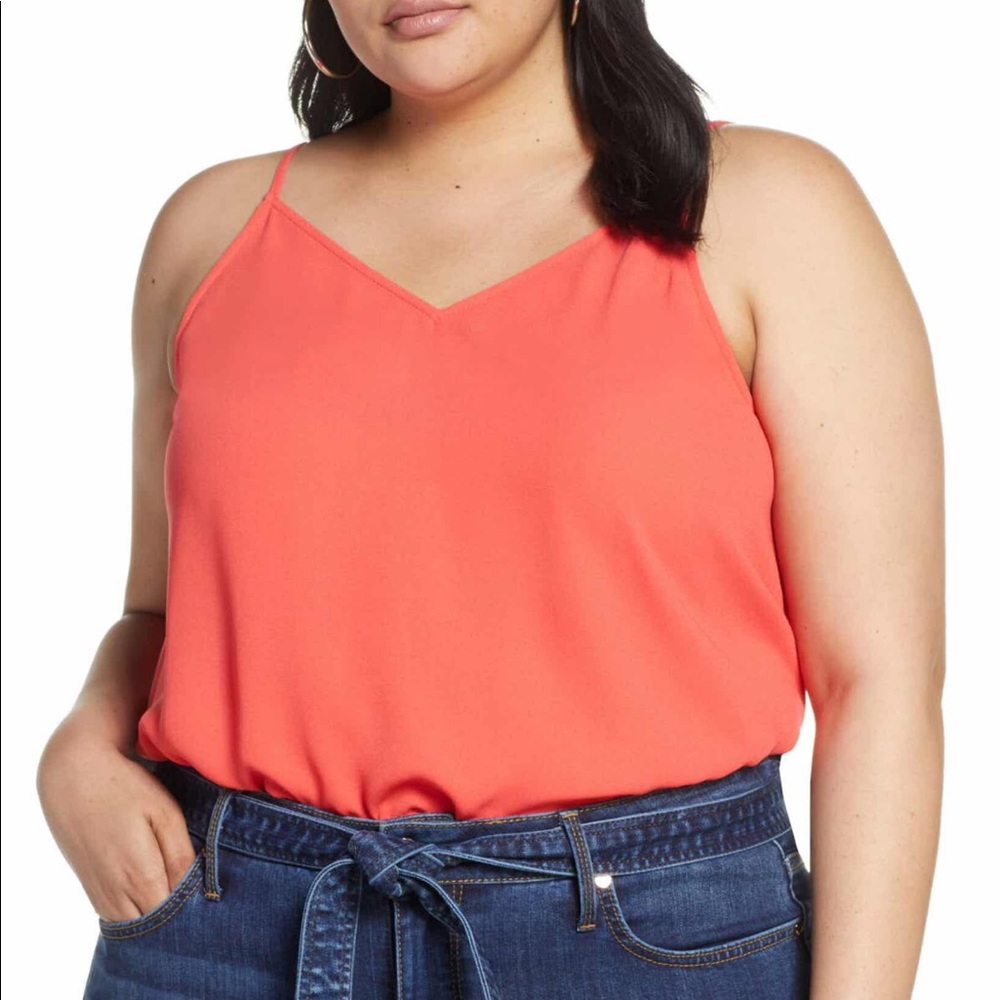 NWT. (3x) Halogen V-neck Camisole Tank - Red